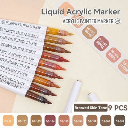 Acrylic Marker Set - 9pcs Mixed Color Art Pens for Kids Rock Painting DIY Crafts - ZOOMNSTORE