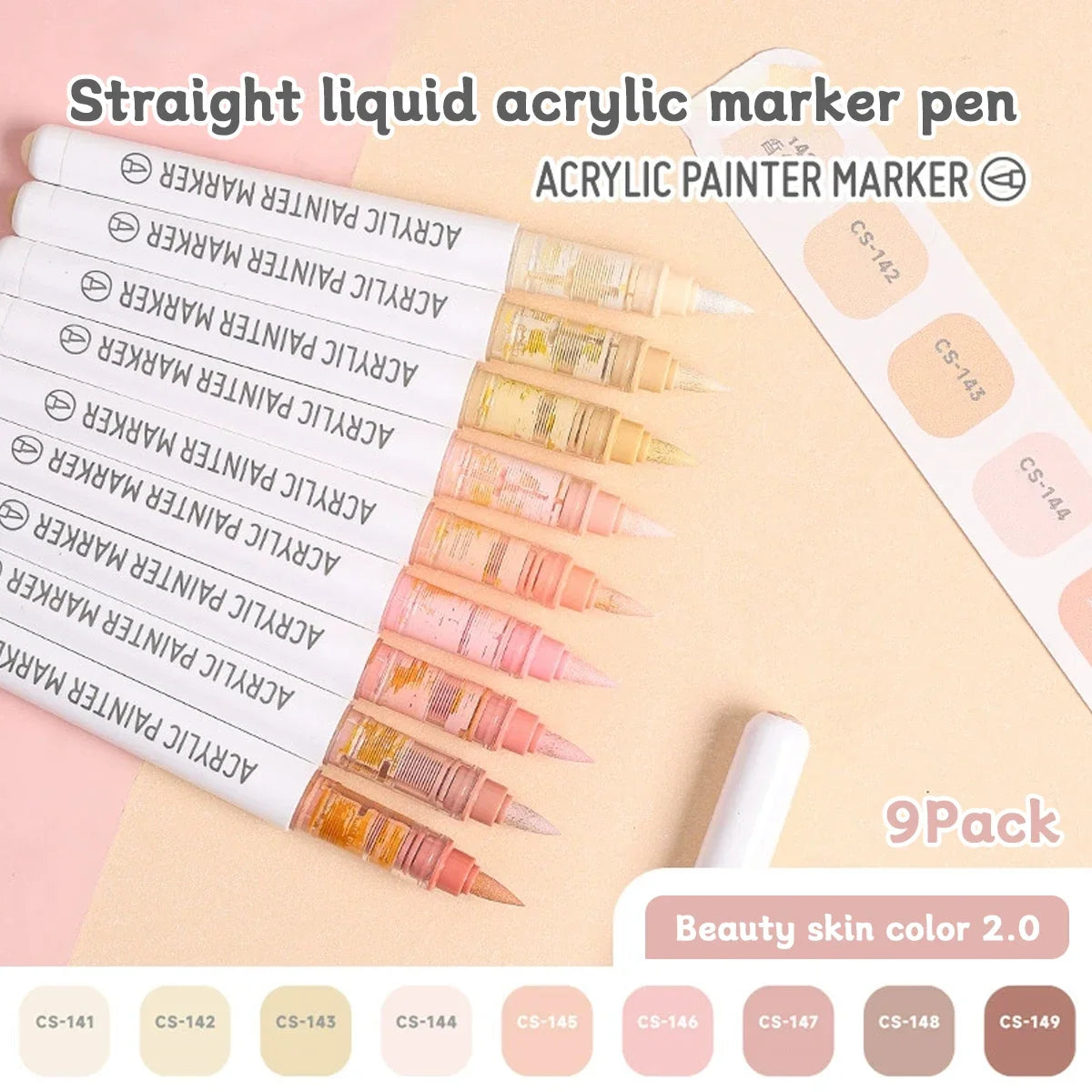 Acrylic Marker Set - 9pcs Mixed Color Art Pens for Kids Rock Painting DIY Crafts - ZOOMNSTORE