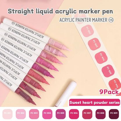 Acrylic Marker Set - 9pcs Mixed Color Art Pens for Kids Rock Painting DIY Crafts - ZOOMNSTORE
