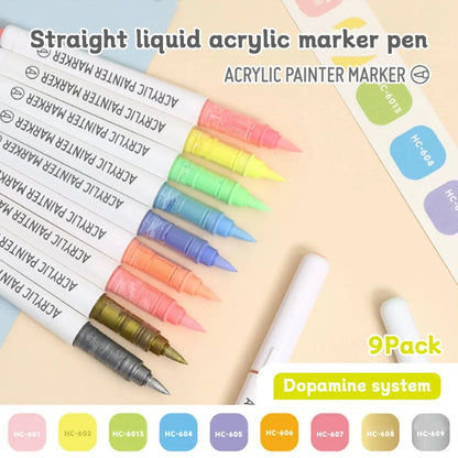 Acrylic Marker Set - 9pcs Mixed Color Art Pens for Kids Rock Painting DIY Crafts - ZOOMNSTORE