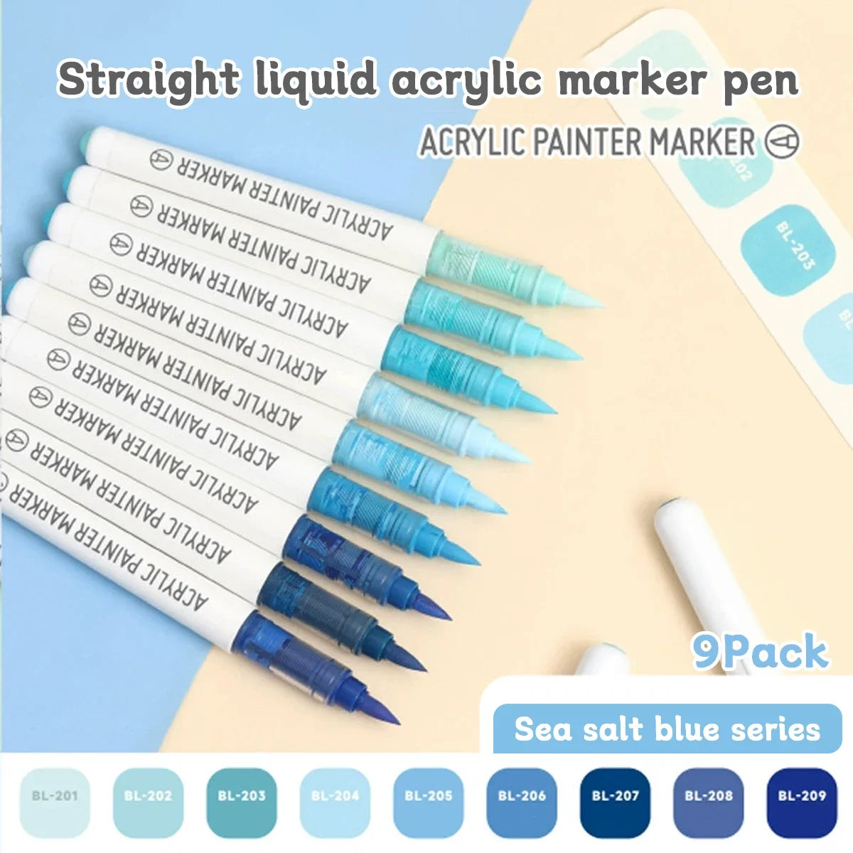 Acrylic Marker Set - 9pcs Mixed Color Art Pens for Kids Rock Painting DIY Crafts - ZOOMNSTORE