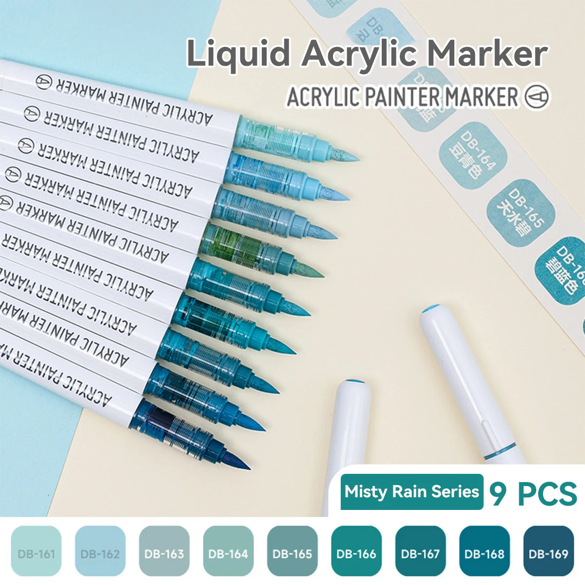 Acrylic Marker Set - 9pcs Mixed Color Art Pens for Kids Rock Painting DIY Crafts - ZOOMNSTORE