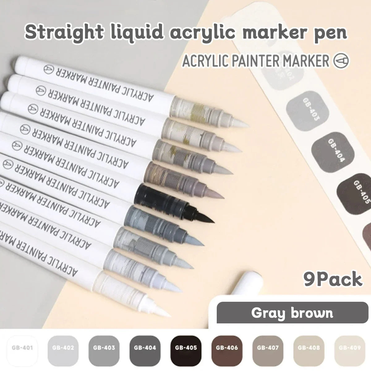 Acrylic Marker Set - 9pcs Mixed Color Art Pens for Kids Rock Painting DIY Crafts - ZOOMNSTORE