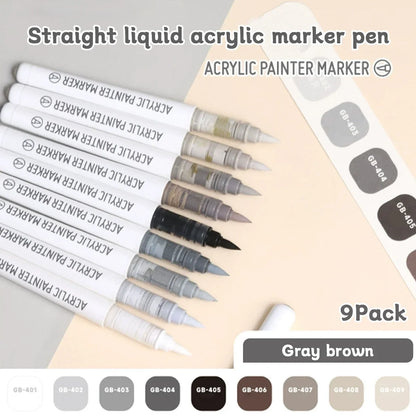 Acrylic Marker Set - 9pcs Mixed Color Art Pens for Kids Rock Painting DIY Crafts - ZOOMNSTORE