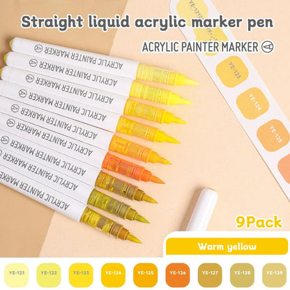 Acrylic Marker Set - 9pcs Mixed Color Art Pens for Kids Rock Painting DIY Crafts - ZOOMNSTORE