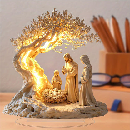 Acrylic Nativity Ornament – Flat 2D Jesus Birth Figurine | Waterproof Christmas Tabletop Decor - ZOOMNSTORE