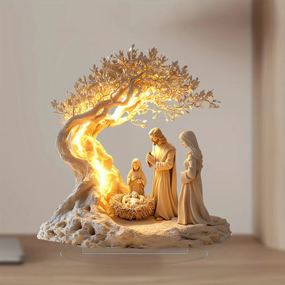 Acrylic Nativity Ornament – Flat 2D Jesus Birth Figurine | Waterproof Christmas Tabletop Decor - ZOOMNSTORE