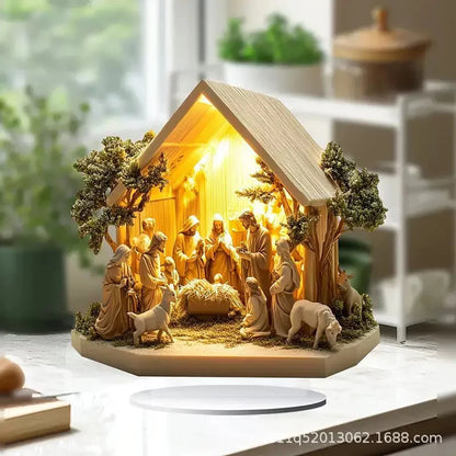 Acrylic Nativity Ornament – Flat 2D Jesus Birth Figurine | Waterproof Christmas Tabletop Decor - ZOOMNSTORE