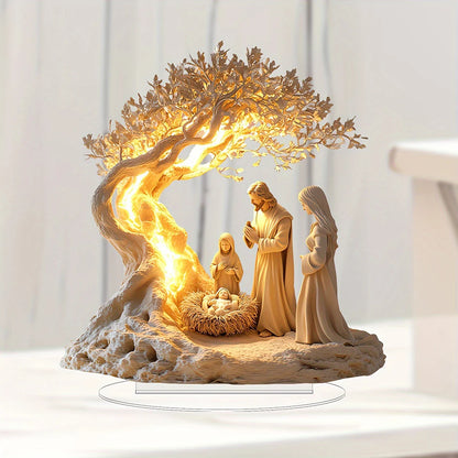 Acrylic Nativity Ornament – Flat 2D Jesus Birth Figurine | Waterproof Christmas Tabletop Decor - ZOOMNSTORE