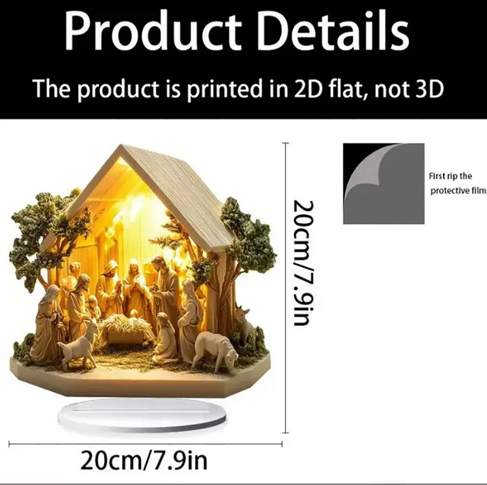 Acrylic Nativity Ornament – Flat 2D Jesus Birth Figurine | Waterproof Christmas Tabletop Decor - ZOOMNSTORE