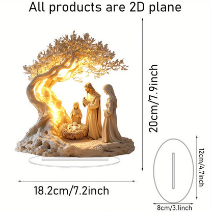 Acrylic Nativity Ornament – Flat 2D Jesus Birth Figurine | Waterproof Christmas Tabletop Decor - ZOOMNSTORE