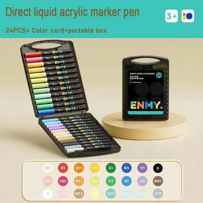 ENMY Acrylic Paint Markers Pen Soft Head Direct Liquid Graffiti Painting QuickDry Pigments Art Supplies for Felt - ZOOMNSTORE