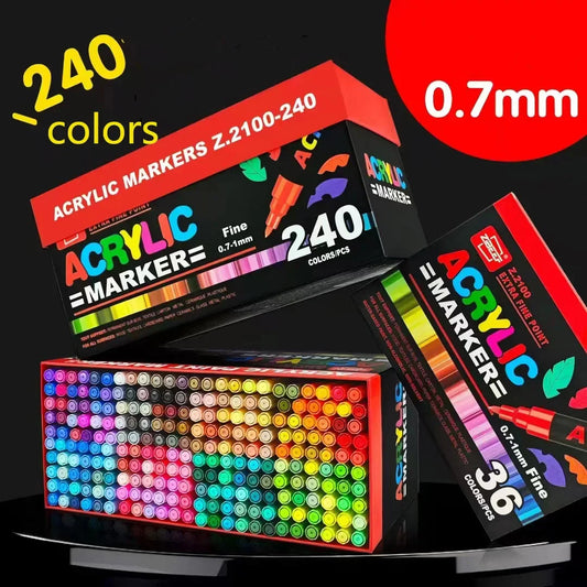 36-240 Acrylic Paint Markers, Waterproof & High Saturation for Wood,Metal,Plastic,Fabric,Glass,Ceramic Painting DIY Art Supplies - ZOOMNSTORE