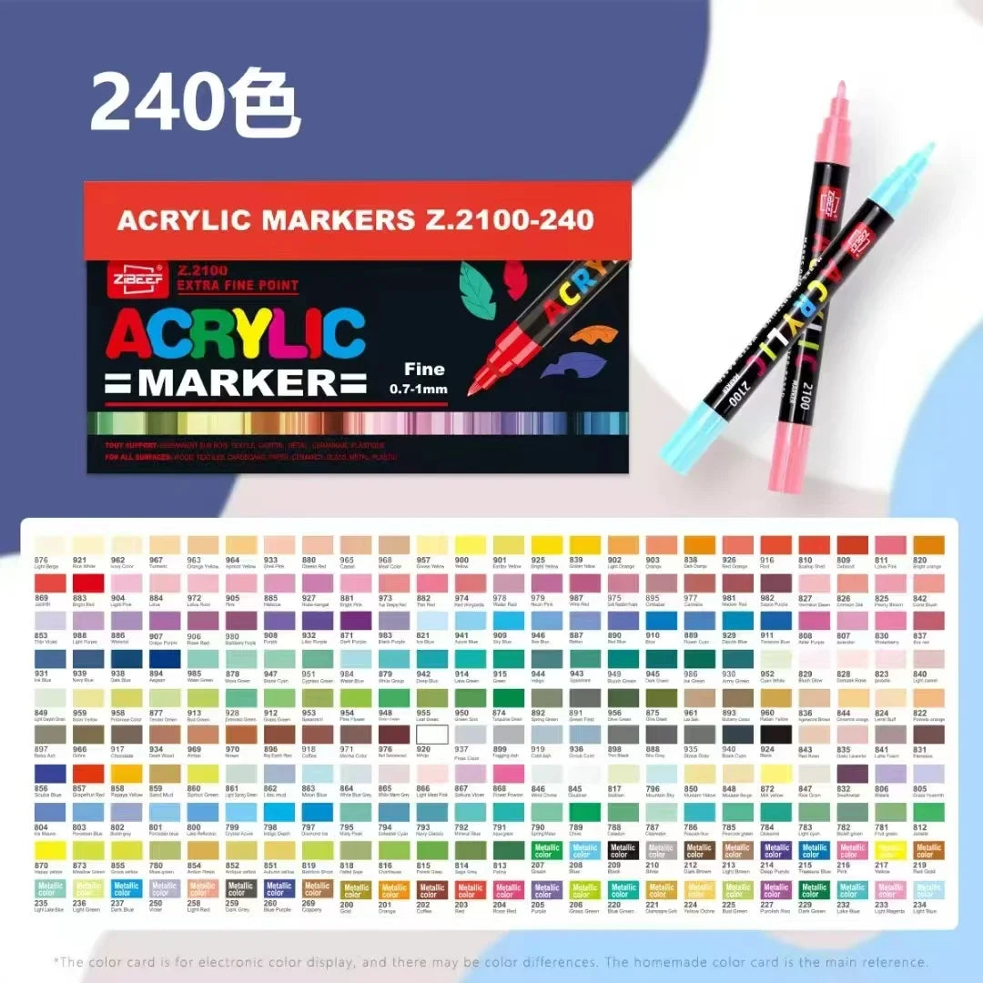 36-240 Acrylic Paint Markers, Waterproof & High Saturation for Wood,Metal,Plastic,Fabric,Glass,Ceramic Painting DIY Art Supplies - ZOOMNSTORE