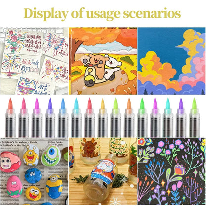 12-168 Colors Acrylic Paint Pen Marker Brush Tip Paint Marker For Rock Painting Wood Canvas Stone Christmas Gift DIY Craft - ZOOMNSTORE