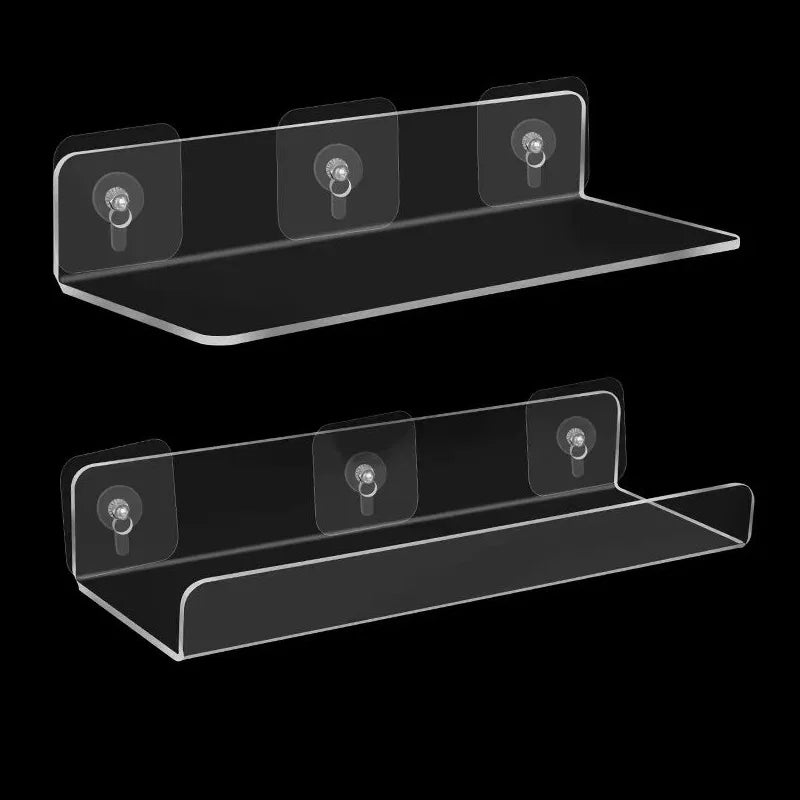 Acrylic Wall Storage Rack - No Drill Bathroom  Kitchen Organizer with Strong Adhesive - ZOOMNSTORE