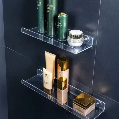 Acrylic Wall Storage Rack - No Drill Bathroom  Kitchen Organizer with Strong Adhesive - ZOOMNSTORE