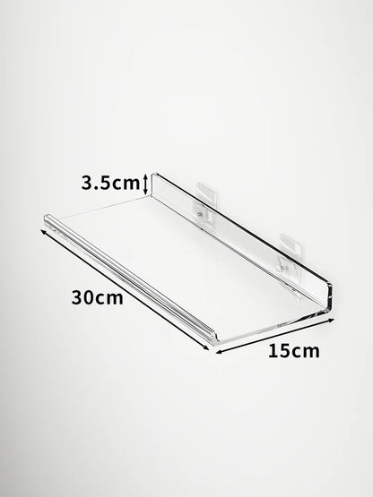 Acrylic Wall Storage Rack - No Drill Bathroom  Kitchen Organizer with Strong Adhesive - ZOOMNSTORE