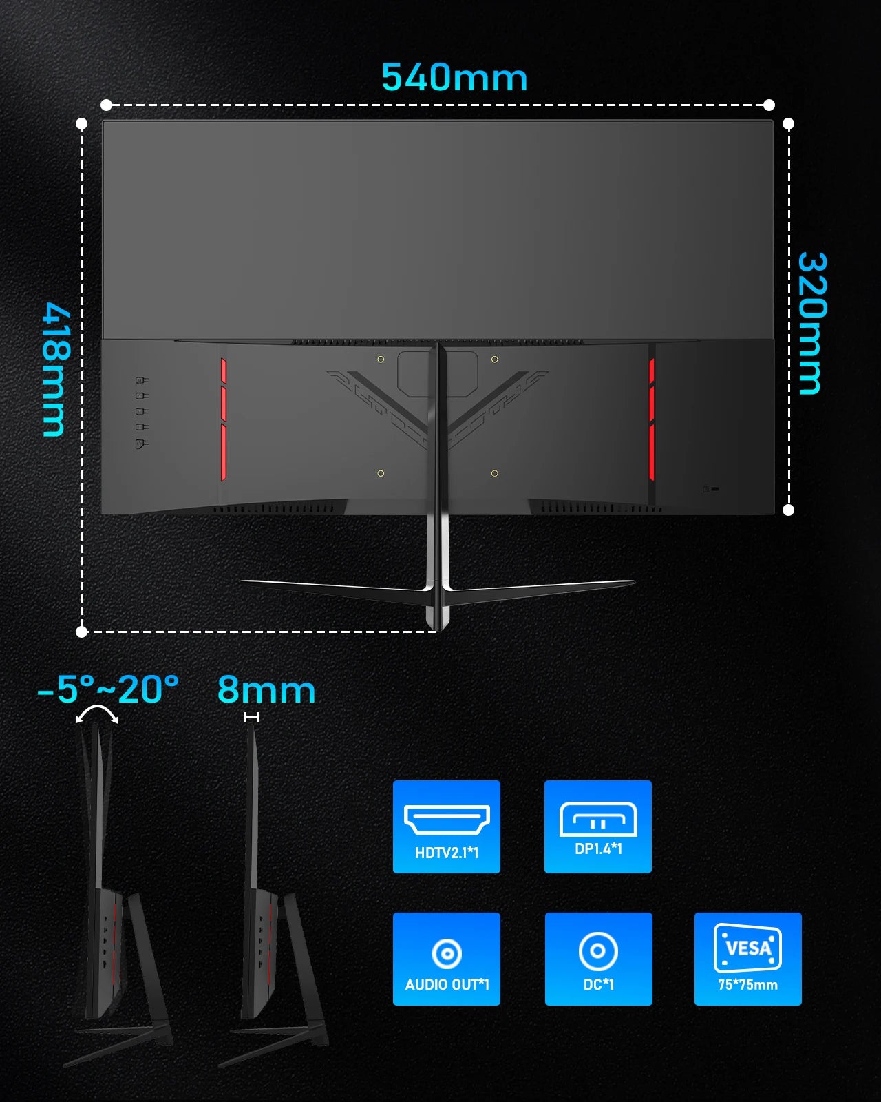 24 Inch Gaming Monitor - 1080P IPS Panel, 180Hz Refresh Rate, HDR Display, Eye Care Technology