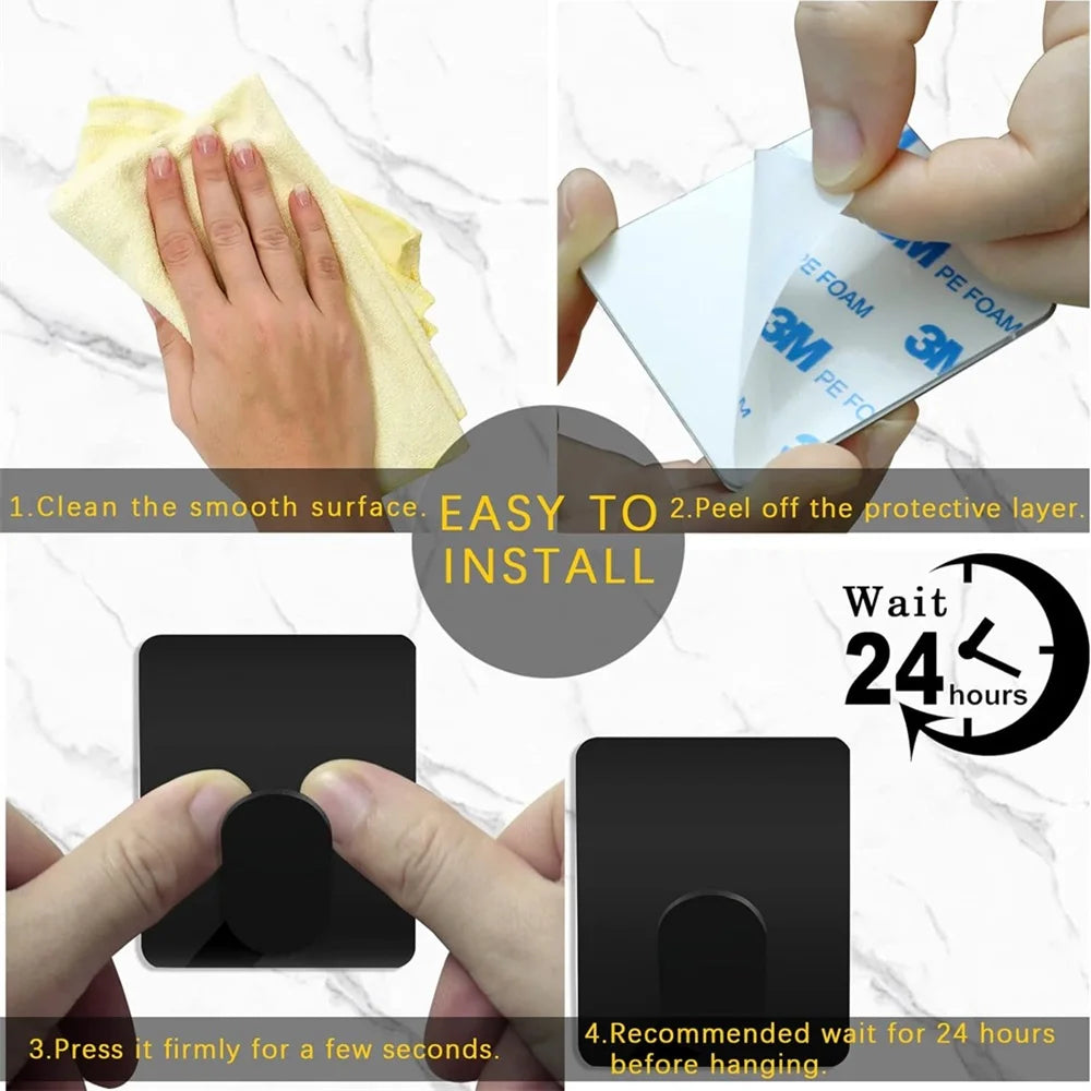Heavy Duty Wall Hooks - Stainless Steel Adhesive Towel  Clothes Hangers for Bathroom  Kitchen - ZOOMNSTORE