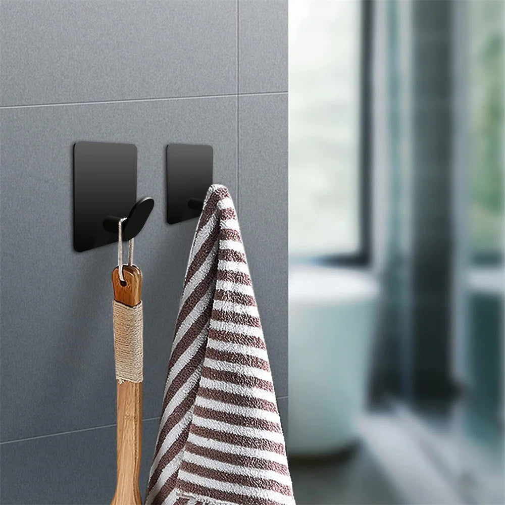 Heavy Duty Wall Hooks - Stainless Steel Adhesive Towel  Clothes Hangers for Bathroom  Kitchen - ZOOMNSTORE