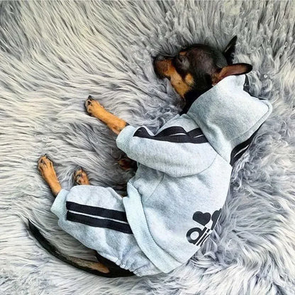 Adidog Dog Jumpsuit - Warm Hoodie Sweatshirt for Yorkies  French Bulldogs - ZOOMNSTORE
