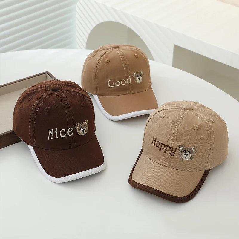Letter Embroidery Baby Baseball Cap Solid Color Adjustable Toddler Boys Girls Snapback Hat Casual Kids Cotton Duck Tongue Caps - ZOOMNSTORE