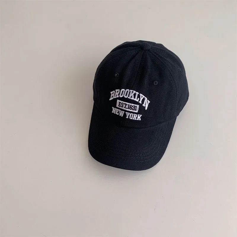 Letter Embroidery Baby Baseball Cap Solid Color Adjustable Toddler Boys Girls Snapback Hat Casual Kids Cotton Duck Tongue Caps - ZOOMNSTORE