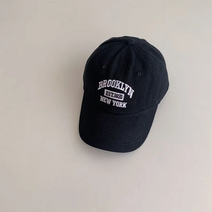 Letter Embroidery Baby Baseball Cap Solid Color Adjustable Toddler Boys Girls Snapback Hat Casual Kids Cotton Duck Tongue Caps - ZOOMNSTORE