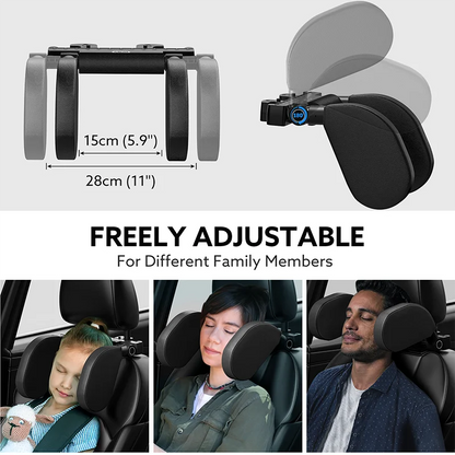 Adjustable Car Headrest – U Shaped Neck Pillow with Telescopic Side Support for Adults & Kids - ZOOMNSTORE