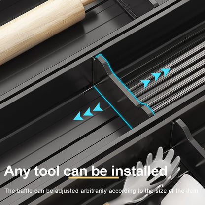 Kitchen Adjustable Dish Rack Under Cabinet Drawer Spoon Chopstick Storage Holder Retractable Spacing Drying Disc Shelf Organizer - ZOOMNSTORE