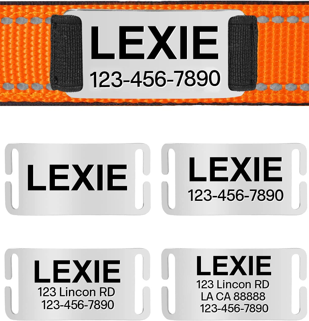 Personalized Adjustable Reflective Dog Collar with Engraved ID Tag - Luminous Nylon Design - ZOOMNSTORE