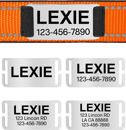 Personalized Adjustable Reflective Dog Collar with Engraved ID Tag - Luminous Nylon Design - ZOOMNSTORE