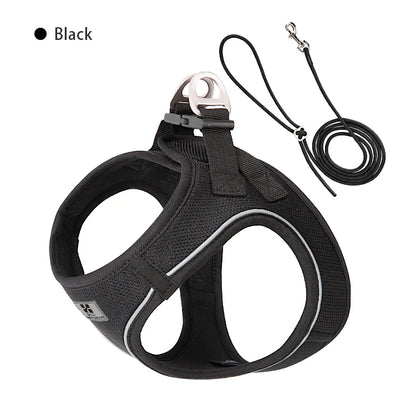Adjustable Dog Harness and Leash Set - Reflective Vest for Small Medium Dogs and Cats - ZOOMNSTORE