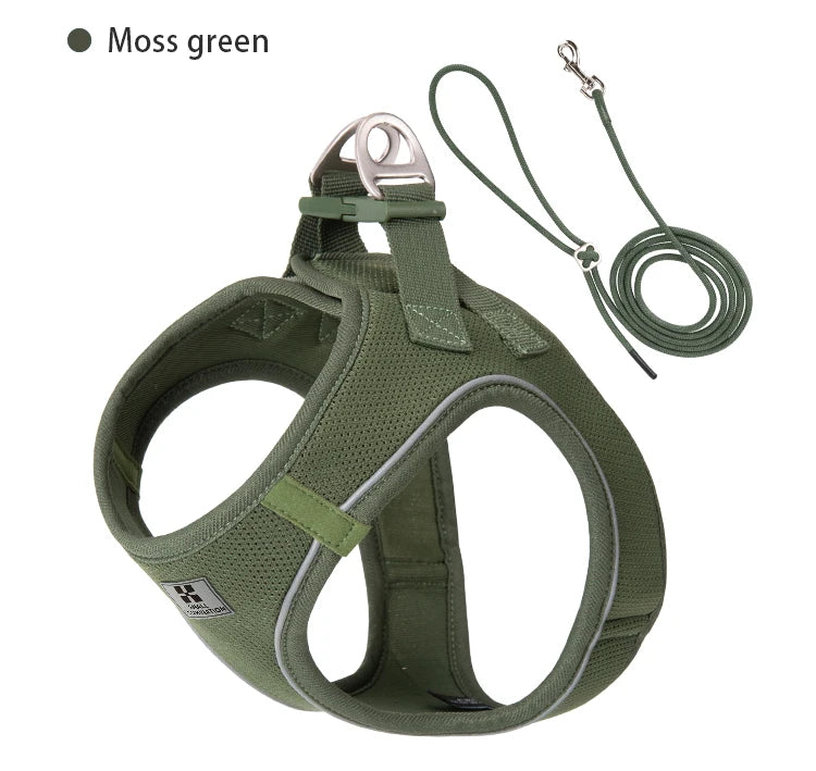 Adjustable Dog Harness and Leash Set - Reflective Vest for Small Medium Dogs and Cats - ZOOMNSTORE