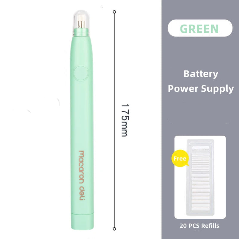 Deli Adjustable Electric Eraser for Sketch Drawing Erasing Writing with Rubber Refills Electric Rubber Pen School Pencil Eraser - ZOOMNSTORE