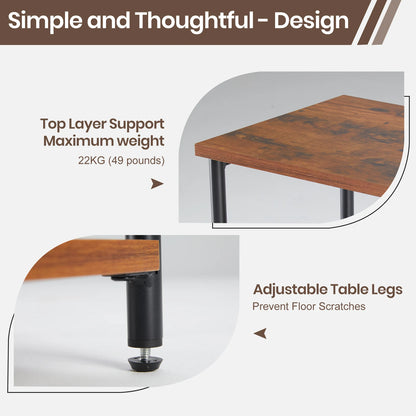 Adjustable End Table - Multi Tiered Side Table With Steel Frame & Scratch Resistant Legs - ZOOMNSTORE