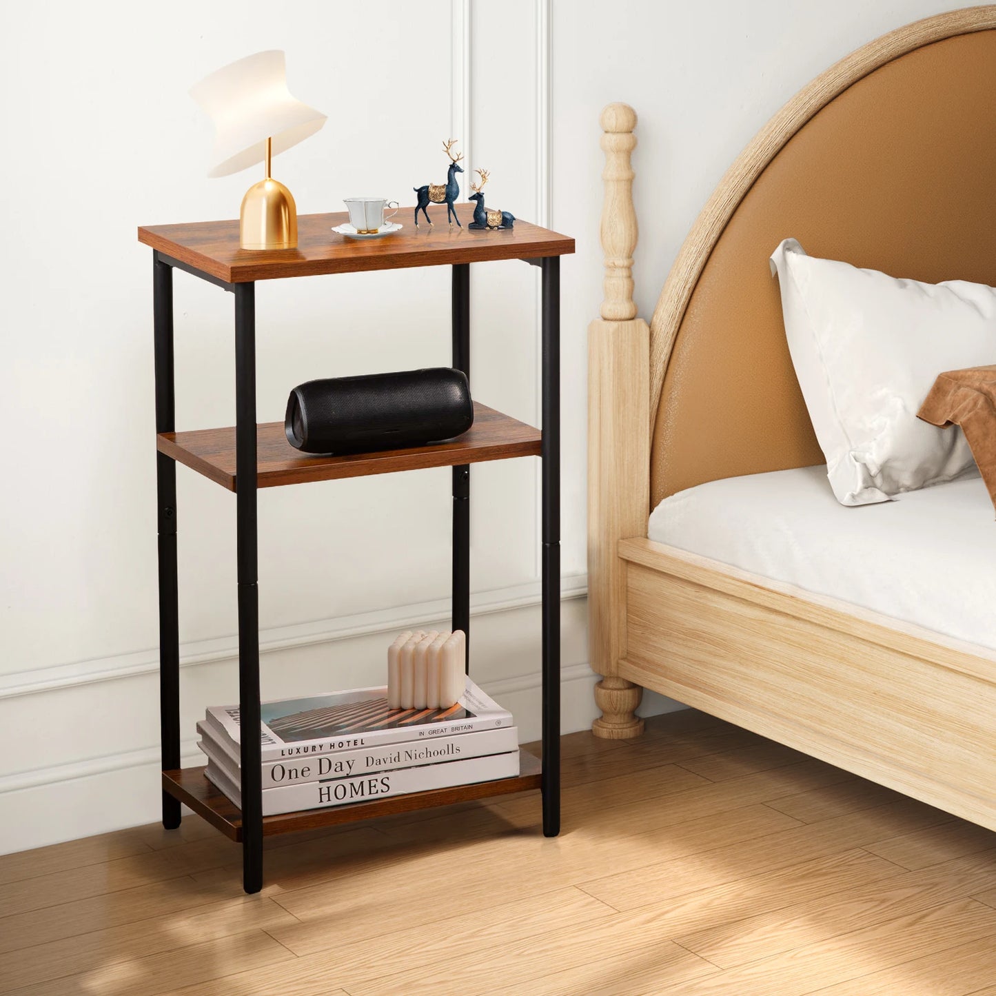 Adjustable End Table - Multi Tiered Side Table With Steel Frame & Scratch Resistant Legs - ZOOMNSTORE