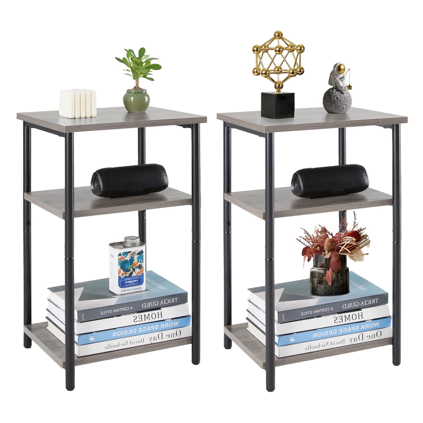 Adjustable End Table - Multi Tiered Side Table With Steel Frame & Scratch Resistant Legs - ZOOMNSTORE
