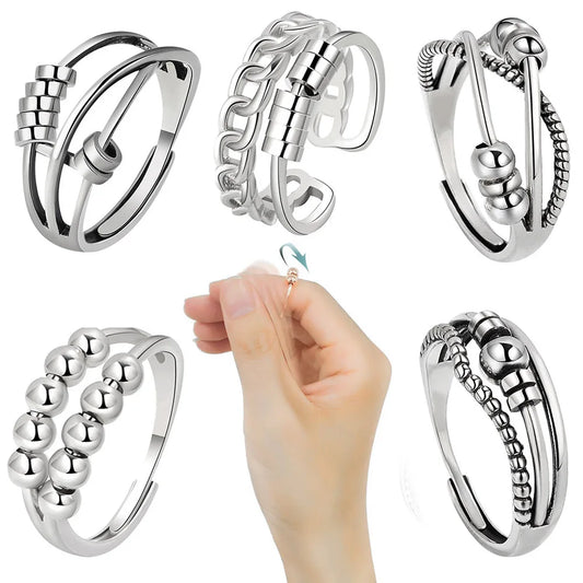 SMJEL Anti Stress Anxiety Ring Fidget Spinner Rings Adjustable for Women Rotating Freely Spinning Accessories Jewelry Gifts - ZOOMNSTORE
