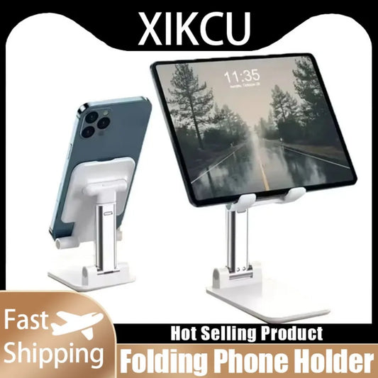 Folding Phone Holder Tablet Lazy Bracket Height Adjustable Desktop Live Streaming Stand for iPhone 12-16 Pro Max Samsung Xiaomi - ZOOMNSTORE