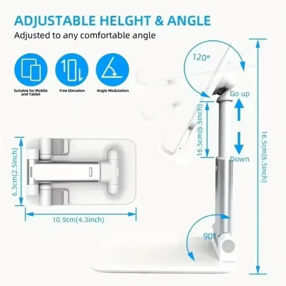 Folding Phone Holder Tablet Lazy Bracket Height Adjustable Desktop Live Streaming Stand for iPhone 12-16 Pro Max Samsung Xiaomi - ZOOMNSTORE