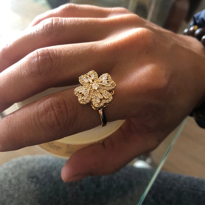 Four Clover Rotating Anxiety Rings for Women Gold Color Adjustable Stainless Steel Wedding Ring Aesthetic Jewelry Gift anillos - ZOOMNSTORE