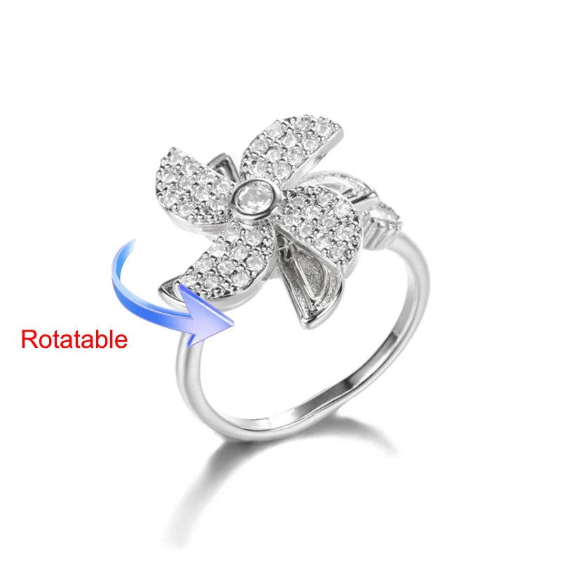 Four Clover Rotating Anxiety Rings for Women Gold Color Adjustable Stainless Steel Wedding Ring Aesthetic Jewelry Gift anillos - ZOOMNSTORE