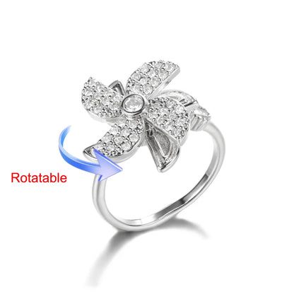 Four Clover Rotating Anxiety Rings for Women Gold Color Adjustable Stainless Steel Wedding Ring Aesthetic Jewelry Gift anillos - ZOOMNSTORE