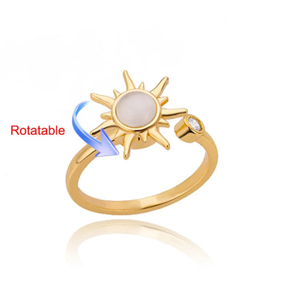Four Clover Rotating Anxiety Rings for Women Gold Color Adjustable Stainless Steel Wedding Ring Aesthetic Jewelry Gift anillos - ZOOMNSTORE