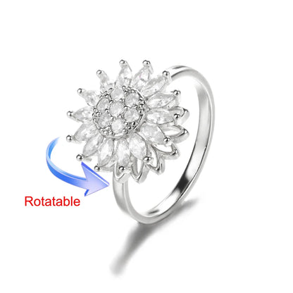 Four Clover Rotating Anxiety Rings for Women Gold Color Adjustable Stainless Steel Wedding Ring Aesthetic Jewelry Gift anillos - ZOOMNSTORE