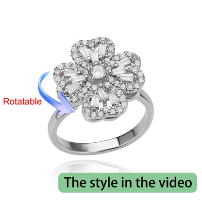 Four Clover Rotating Anxiety Rings for Women Gold Color Adjustable Stainless Steel Wedding Ring Aesthetic Jewelry Gift anillos - ZOOMNSTORE