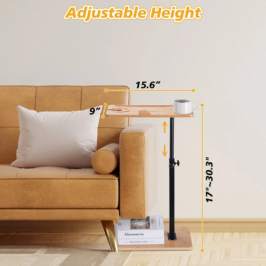 Adjustable Height Sofa Side Table  Bath Tray - Multi-Purpose Lightweight Furniture for Living Room  Bathroom - ZOOMNSTORE