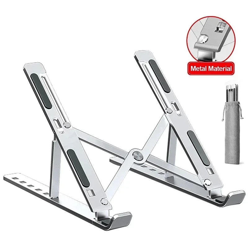 Adjustable Aluminum Laptop Stand - Portable Non-Slip Holder for Notebook Computer - ZOOMNSTORE